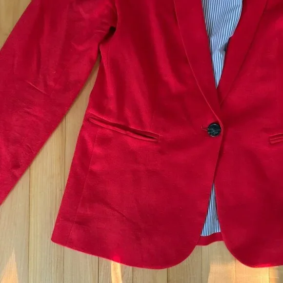 J. Crew Parke Blazer Women's 6 Red Wool blend Preppy Schoolboy Old Money Lined - Picture 3 of 14